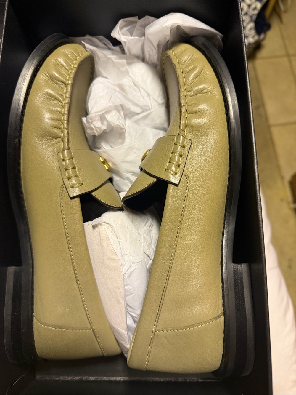 Coach Olive Green Leather Loafers